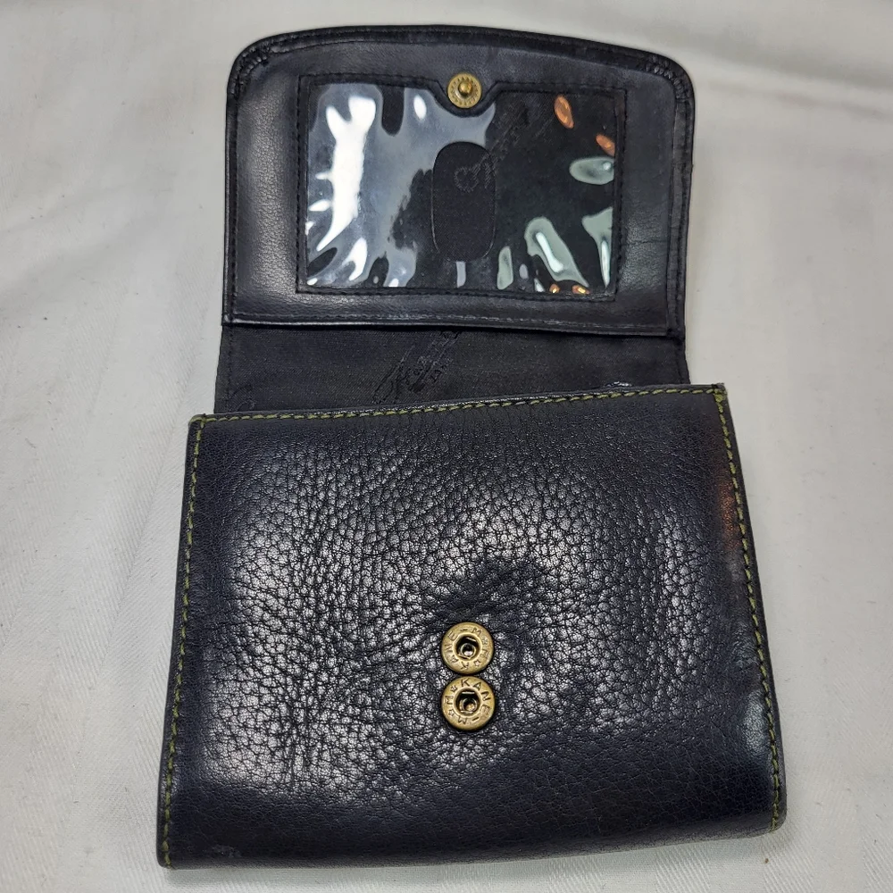 Fossil Black Leather WALLET Snaps Zipper Coin Purse Cards ID 4.5x4 Pebbled - Picture 6 of 13
